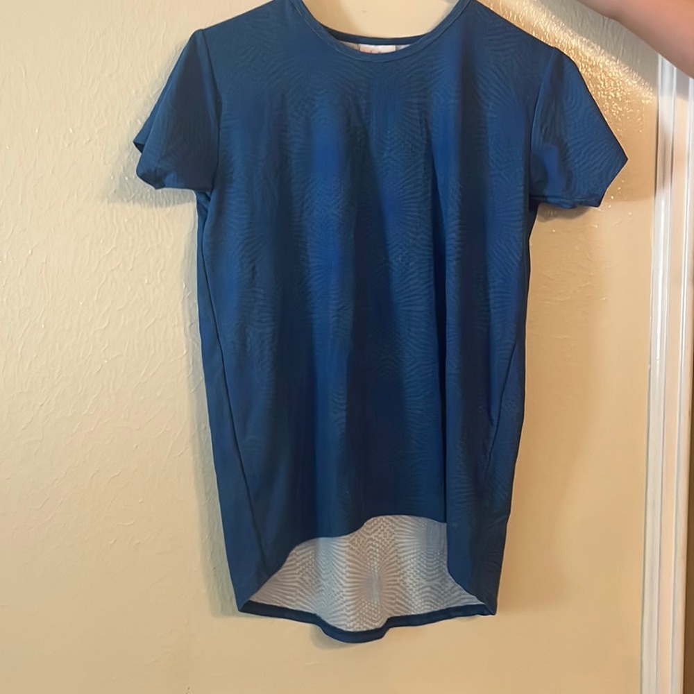Size 12- Blue patterned shirt